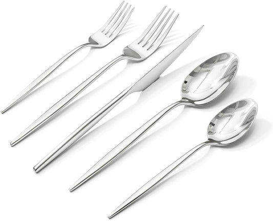 Silverware Set, 20-Piece Flatware Set Cutlery Set Premium 18/10 Stainless Steel, Tableware Include Forks Knives Spoons for Home Kitchen Restaurant Wedding, Dishwasher Safe