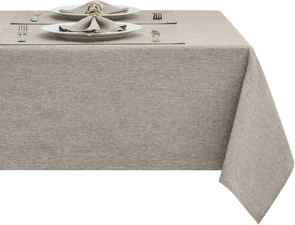Rectangle Table Cloth Linen Farmhouse Stainproof Waterproof Washable Polyester Oblong Rectangular Fabric Table Cover for Kitchen Dining Dinner(Flaxen/52X70 Inch)