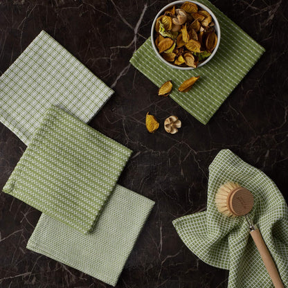 Everyday Kitchen Collection Assorted Dishcloth Set, 12X12, Antique Green, 5 Count