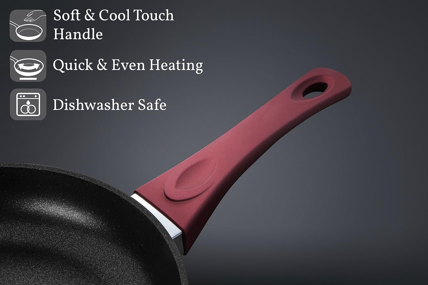Titanium Nonstick 11 Inch Wok and Stir Fry Pan with Glass Lid Forged Aluminum with PFOA Free Scratch Resistant (Red)