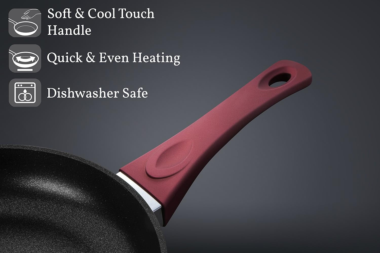 Titanium Nonstick 11 Inch Wok and Stir Fry Pan with Glass Lid Forged Aluminum with PFOA Free Scratch Resistant (Red)