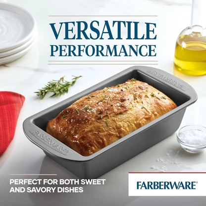 Bakeware Meatloaf/Nonstick Baking Loaf Pan Set, Two 9-Inch X 5-Inch, Gray