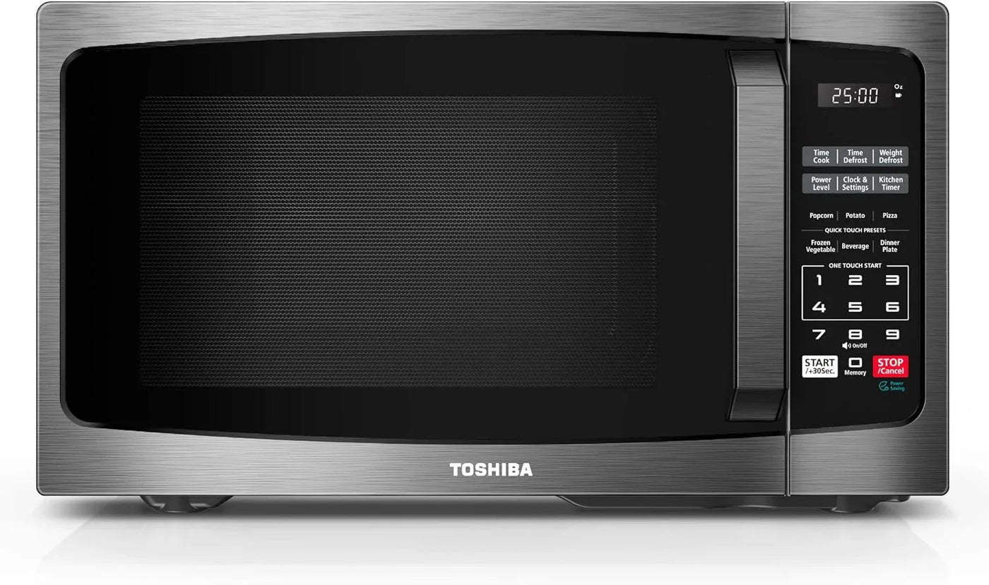 ML-EM09PA(BS) Small Microwave Oven with 6 Auto Menus, Mute Function, LED Lighting Countertop Microwave Perfect for Kitchen, 0.9 Cu Ft, 10.6 Inch Removable Turntable, 900W Black Stainless Steel