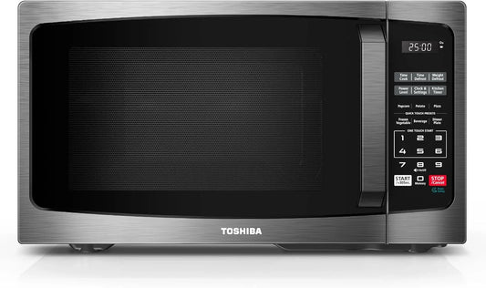 ML-EM09PA(BS) Small Microwave Oven with 6 Auto Menus, Mute Function, LED Lighting Countertop Microwave Perfect for Kitchen, 0.9 Cu Ft, 10.6 Inch Removable Turntable, 900W Black Stainless Steel