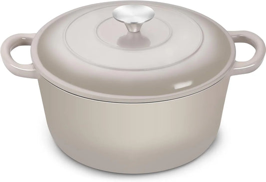 Dutch Oven, 6QT Enameled Cast Iron Dutch Oven Cooking Pot with Lid & Dual Handles, for Bread Baking Braising Stewing, Heavy Duty & Non Stick, Oven & All Stovetops Safe - Khaki