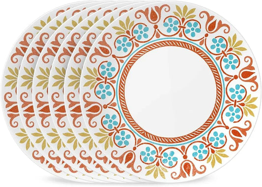 Vitrelle 10.25" Dinner Plates Set, Triple Layer Glass and Chip Resistant, Lightweight round Plates, 6-Piece Terracotta Dreams