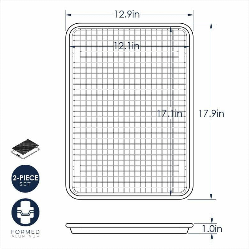 - 43172AMZM  Half Sheet with Oven Safe Nonstick Grid, 2 Piece Set, Natural