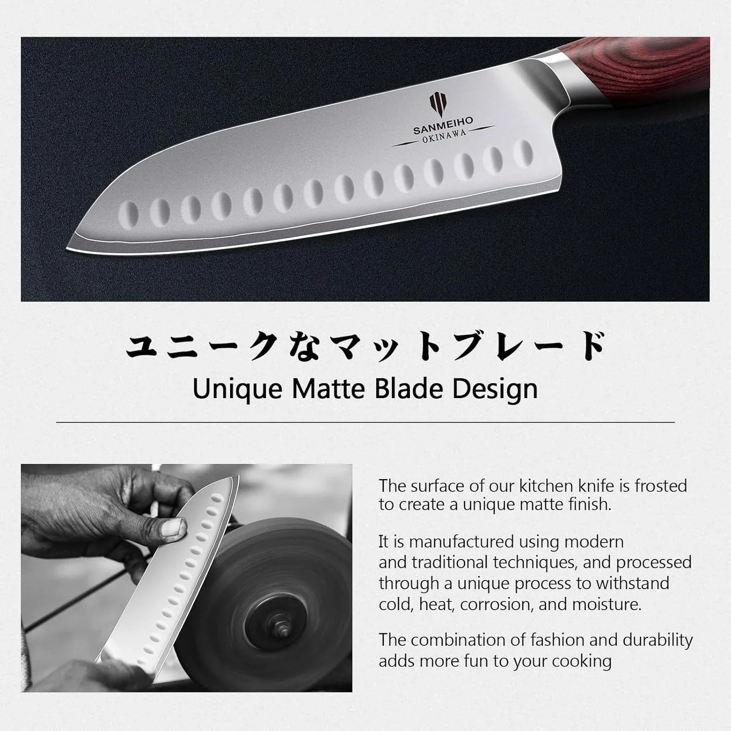 7 Inch Chef Knife, High Carbon Japanese 10Cr15Mov Stainless Steel Santoku Knife, Ultra Sharp Professional Kitchen Cooking Knife with Ergonomic Pakkawood Handle