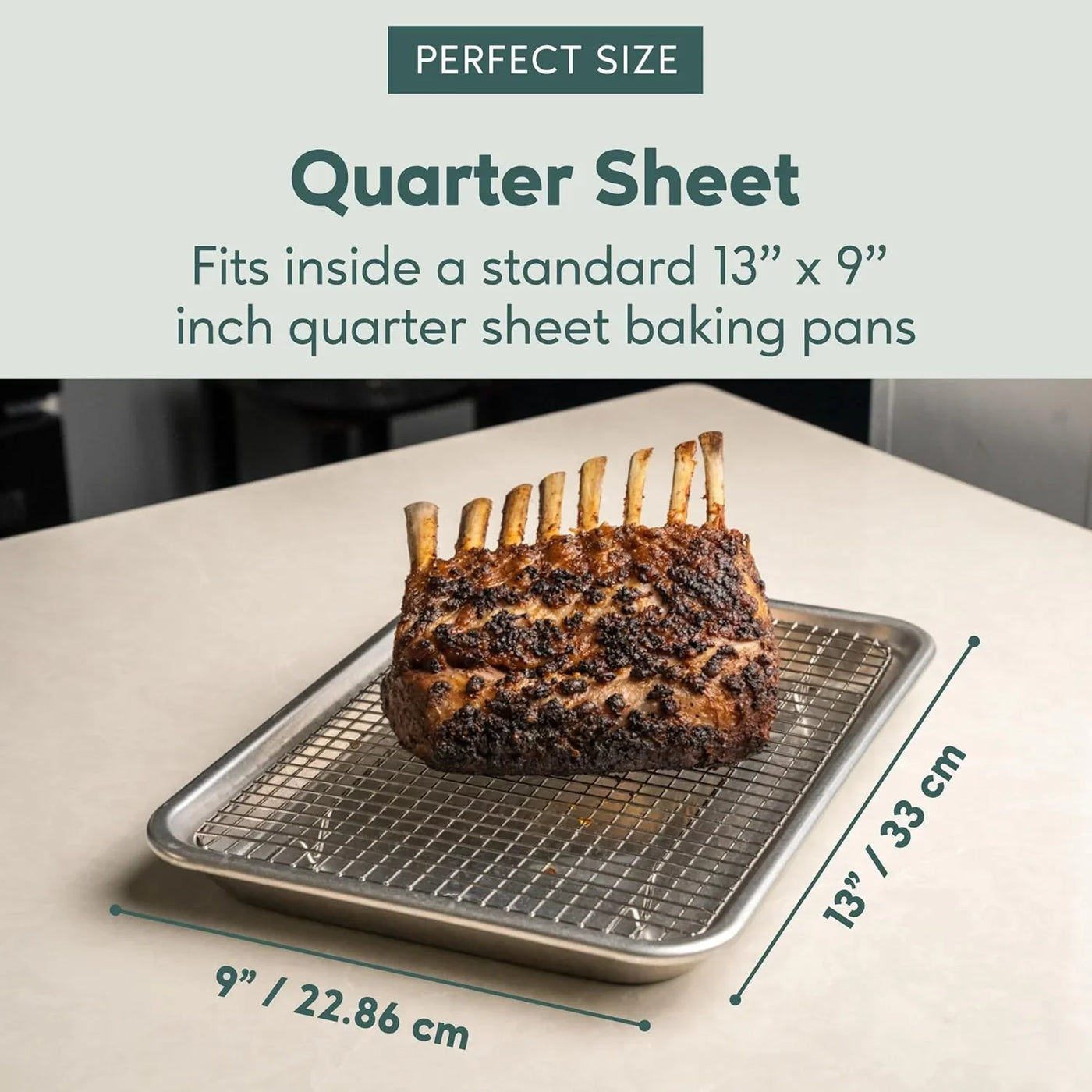 Oven-Safe, Dishwasher-Safe 100% Stainless Steel Cooling & Baking Rack Set - Tight-Wire Bake for Oven Cooking - Heavy Duty - 8.5X12 - Set of 2 - Small Quarter Sheet Pan Cooling Racks