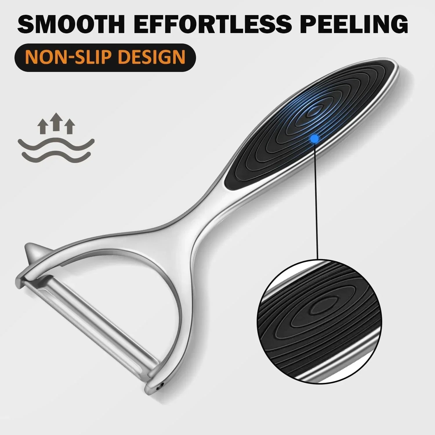 Non-slip peeler for smooth effortless kitchen peeling with ergonomic grip design