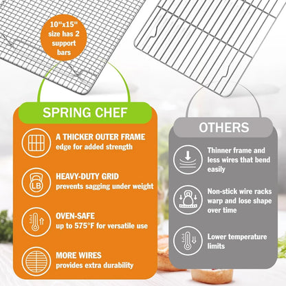 10 X 15 Inch Stainless Steel Cooling Rack for Cooking & Baking - Heavy Duty Cookie Cooling Rack for Kitchen - Oven Safe - Fits Jelly Roll Pan - Dishwasher Safe