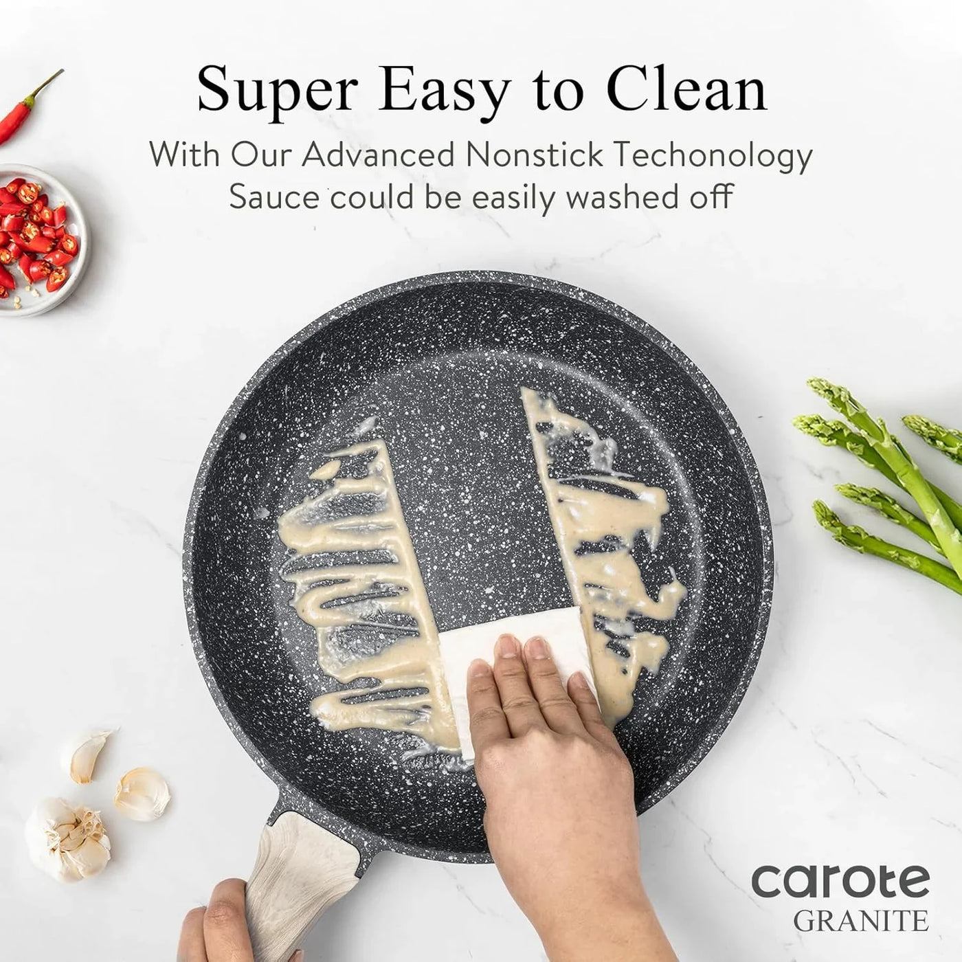 Non Stick Frying Pan Skillet Set, Omelet Pan, Healthy Non Toxic Granite Chef Pan, Induction Compatible Egg Frying Pan with Heat-Resistant Handle, Pfoa-Free,Black, 8"+10"+12"