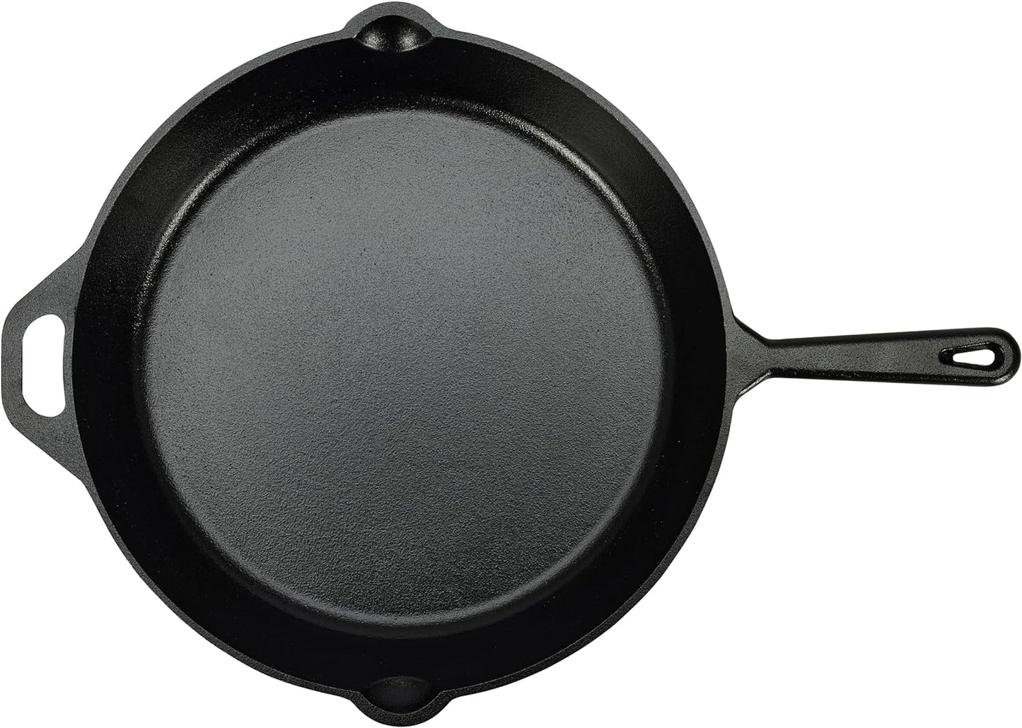 Pre-Seasoned Cast Iron Skillet, Oven Safe, Even Heating, Heat Distribution, Stove Compatible, Heavy-Duty, 15-Inch, Black