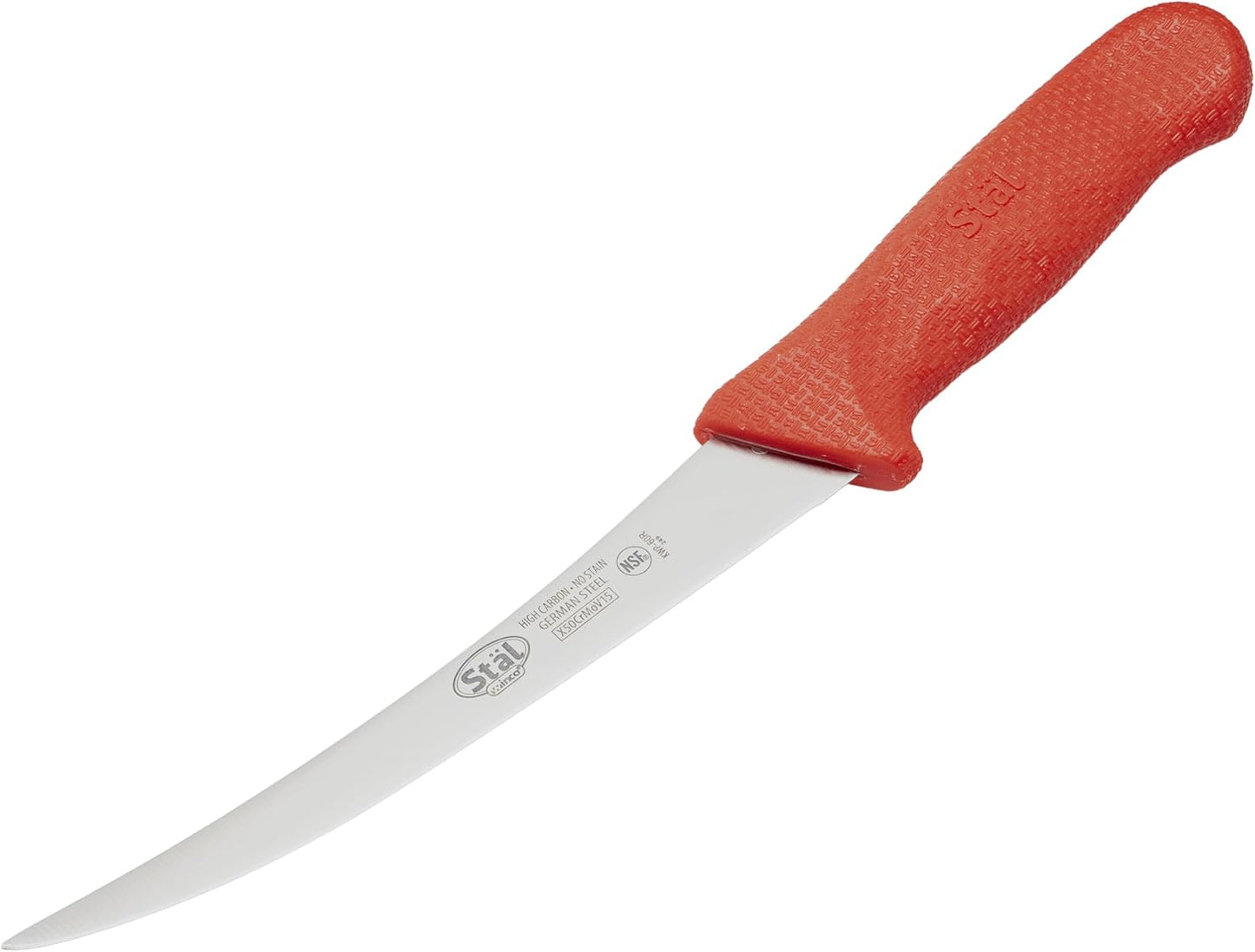 6" Commercial-Grade German Steel Boning Knife, Curved, Red