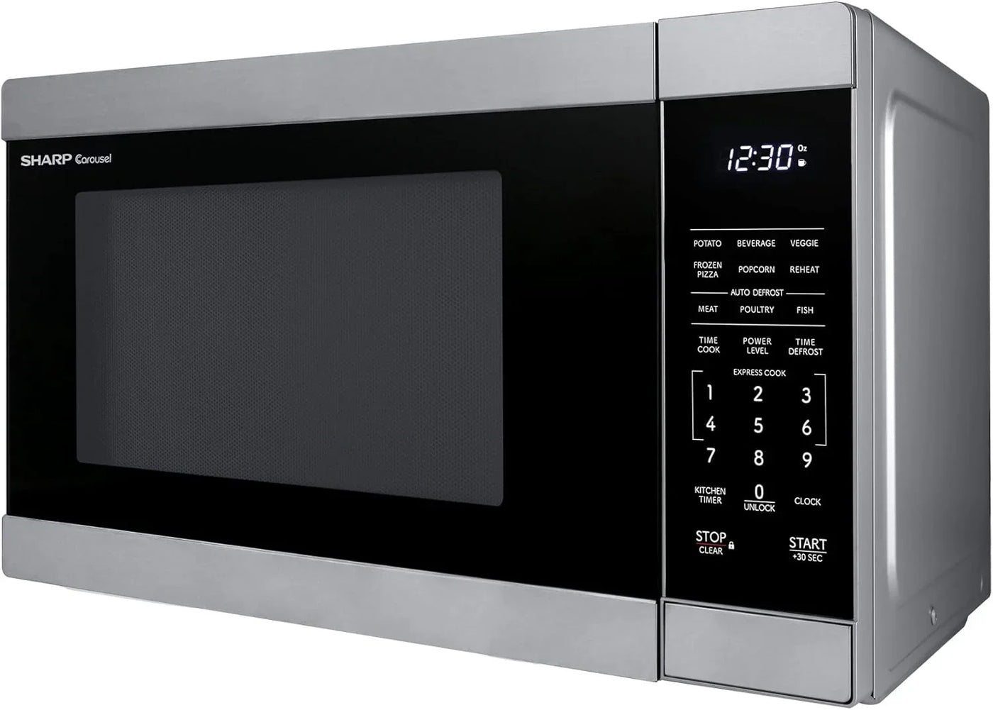 Countertop Microwave Oven with Removable 12.4" Carousel Turntable, 1000 Watt, 1.1 Cubic Feet, Stainless Steel