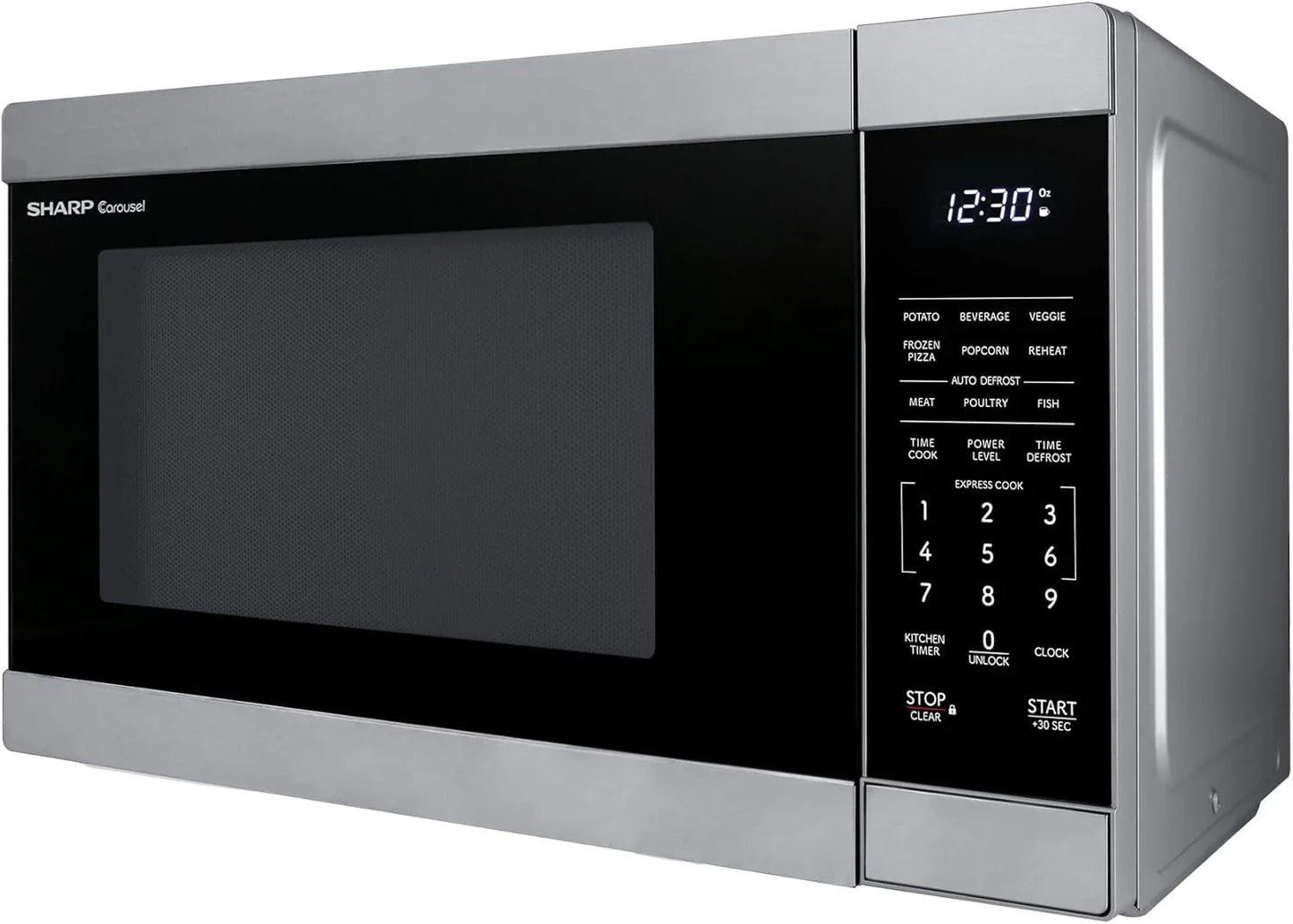 Countertop Microwave Oven with Removable 12.4" Carousel Turntable, 1000 Watt, 1.1 Cubic Feet, Stainless Steel
