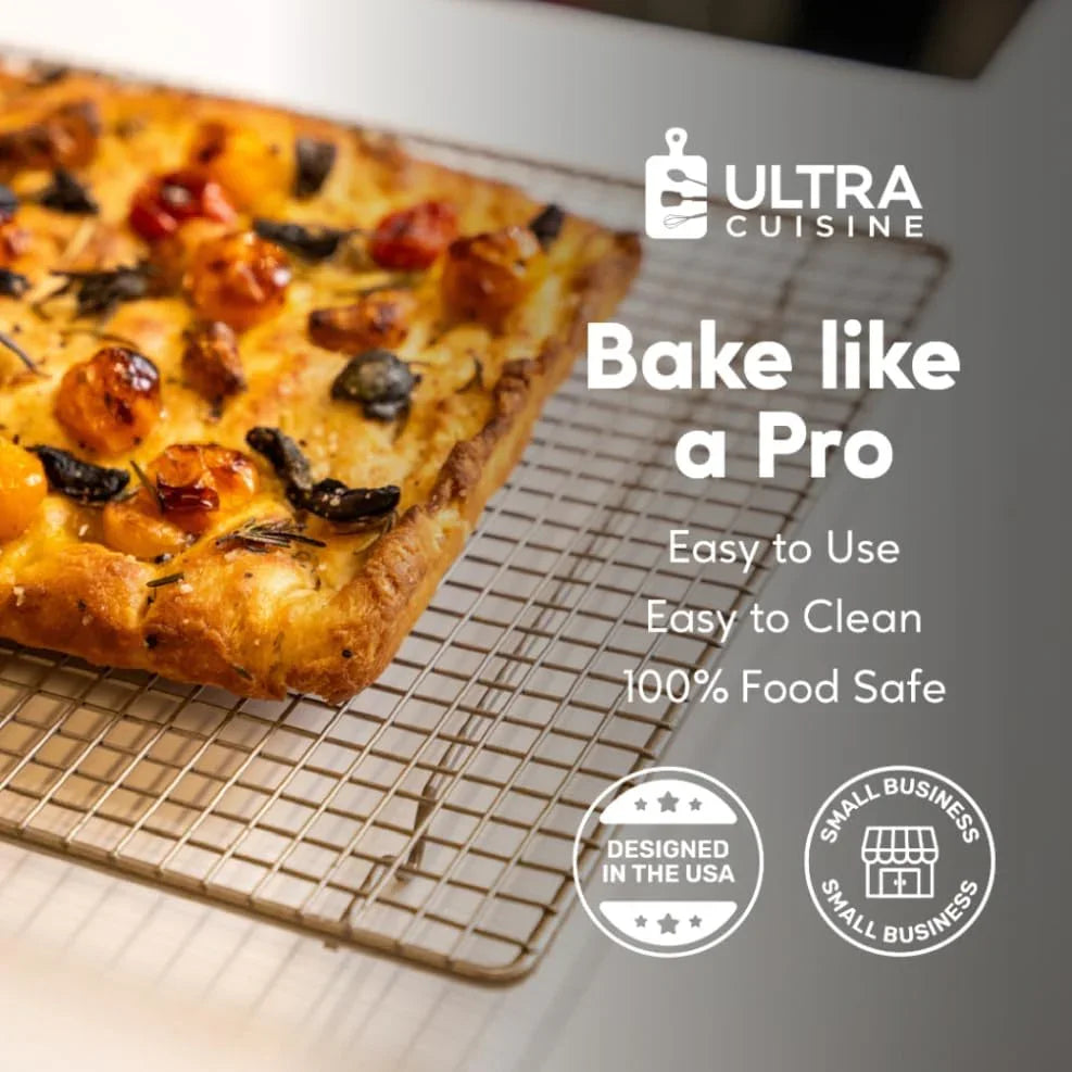 Oven-Safe, Dishwasher-Safe 100% Stainless Steel Cooling and Baking Rack Set Heavy Duty Tight-Wire - 11.5 X 16.5-Inch - Set of 2 - Half Sheet Pan Cooling Racks