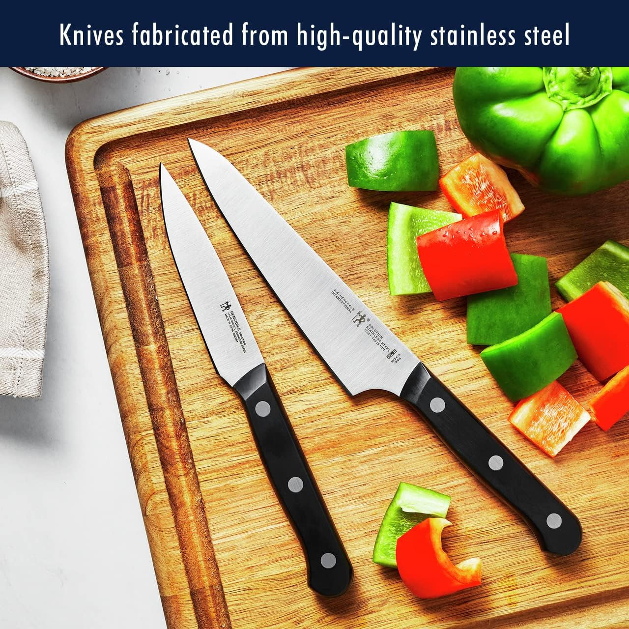 Solution Razor-Sharp 12-Pc Knife Set, Chef Knife, Bread Knife, Steak Knife, German Engineered Informed by 100+ Years of Mastery,Walnut