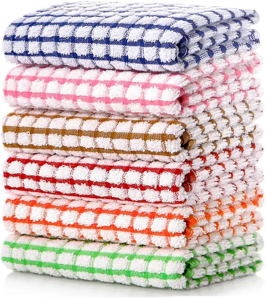Kitchen Dish Towels, 16 Inch X 25 Inch Bulk Cotton Kitchen Towels, 6 Pack Dish Cloths for Dish Rags for Drying Dishes Clothes and Dish Towels