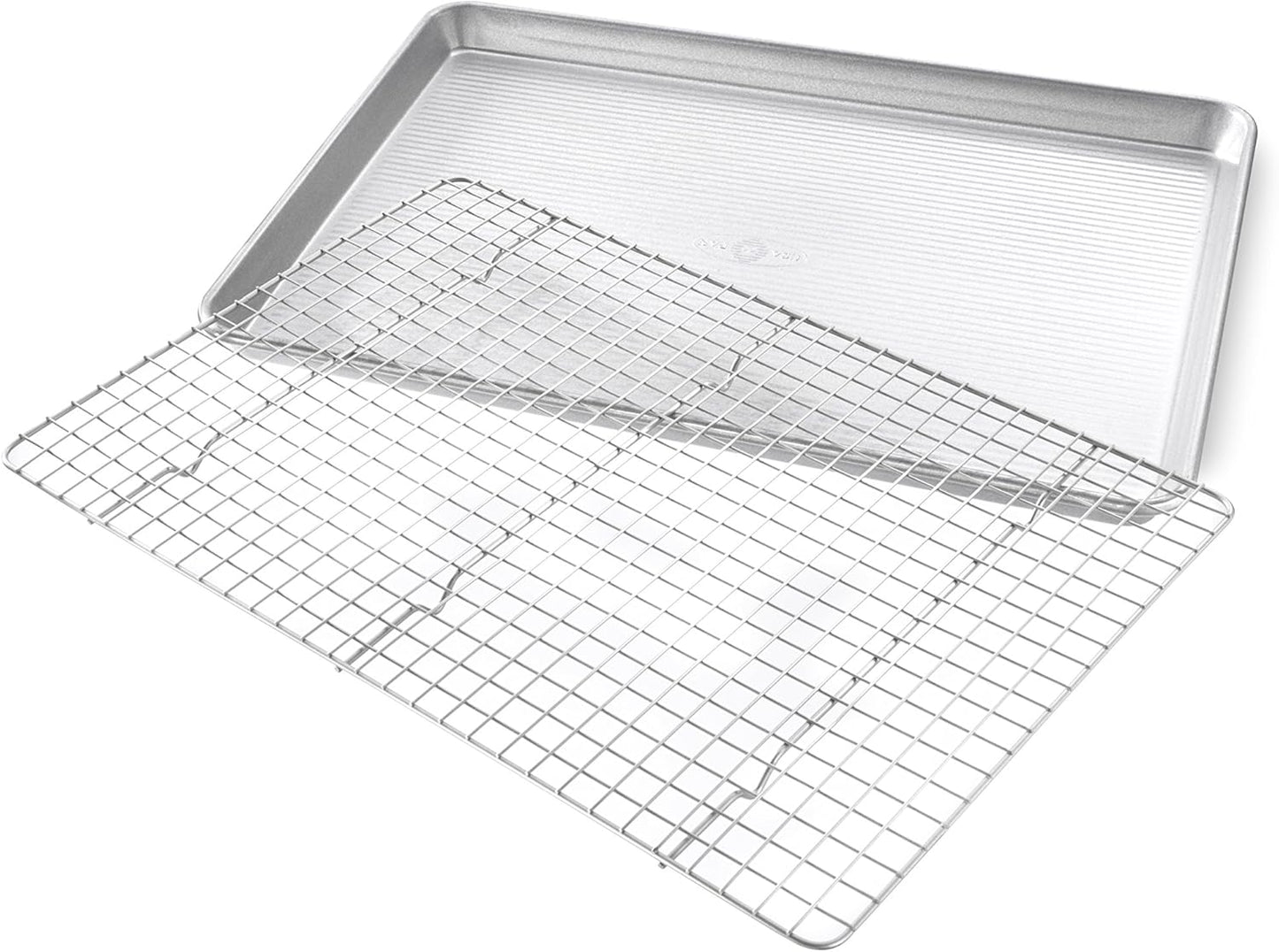 Bakeware Half Sheet Baking Pan and Bakeable Nonstick and Cooling Rack Set, Metal
