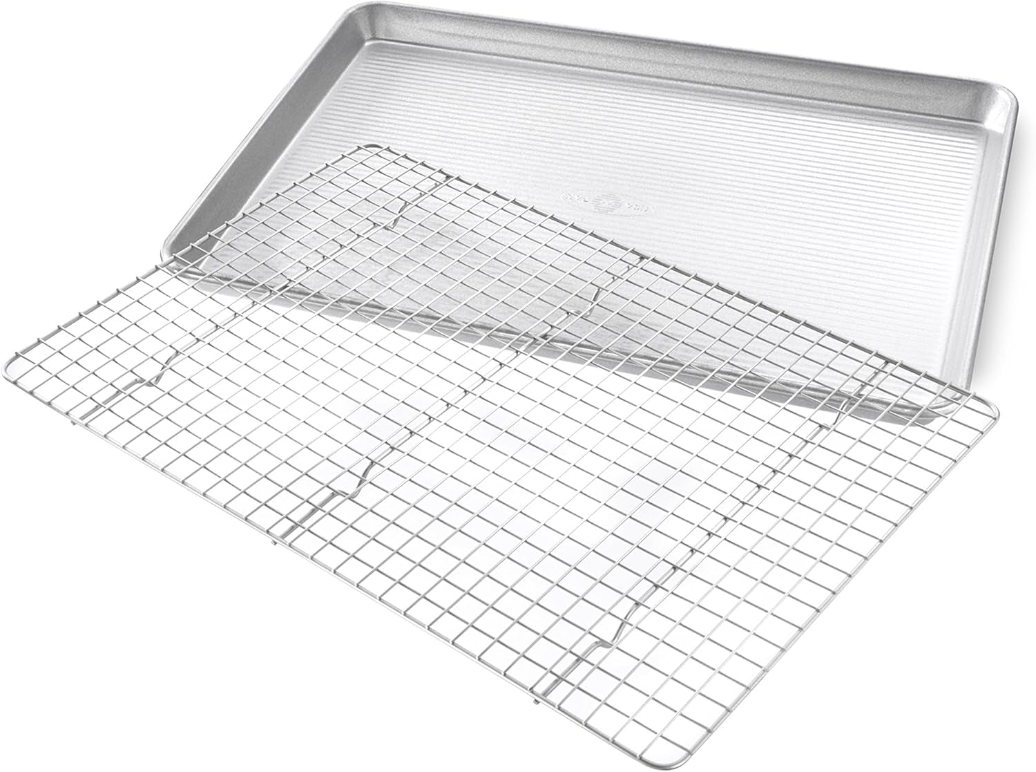 Bakeware Half Sheet Baking Pan and Bakeable Nonstick and Cooling Rack Set, Metal