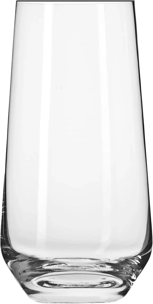 Tall Water, Juice, Drinking Glasses, Set of 6, 16.2 Oz, Splendour Collection, Highball & Tumbler Crystal Glass, Dishwasher Safe, Made in Europe