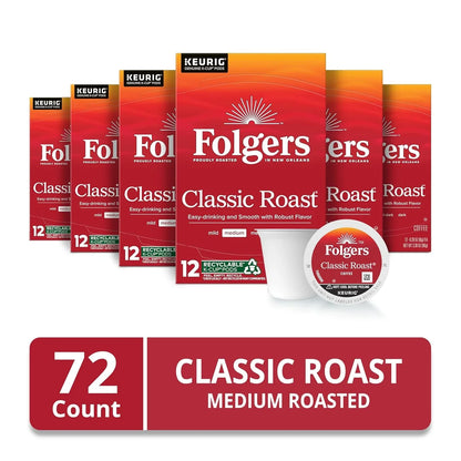 Classic Roast, Medium Roast Coffee, Keurig K-Cup Pods, 12 Count Boxes (Pack of 6)