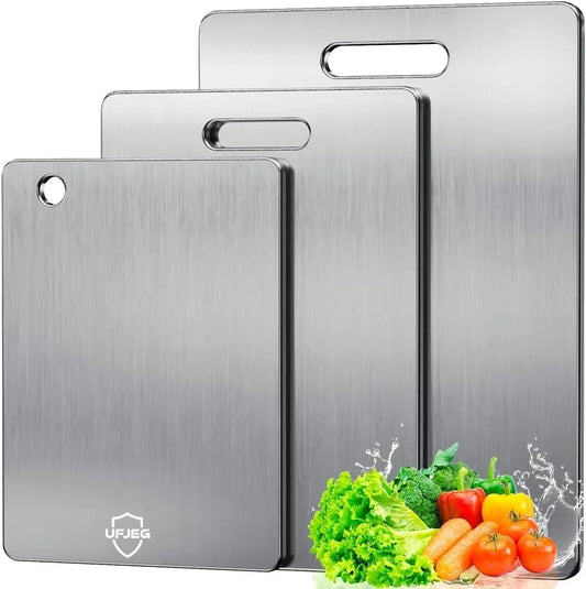 Titanium Cutting Board, 3 PCS Titanium Cutting Boards for Kitchen, Non Toxic, Double-Sided Food Grade Chopping Board for Outdoor Camping(15.6" X 11", 13" X 9.3", 11.8" X 7.8")