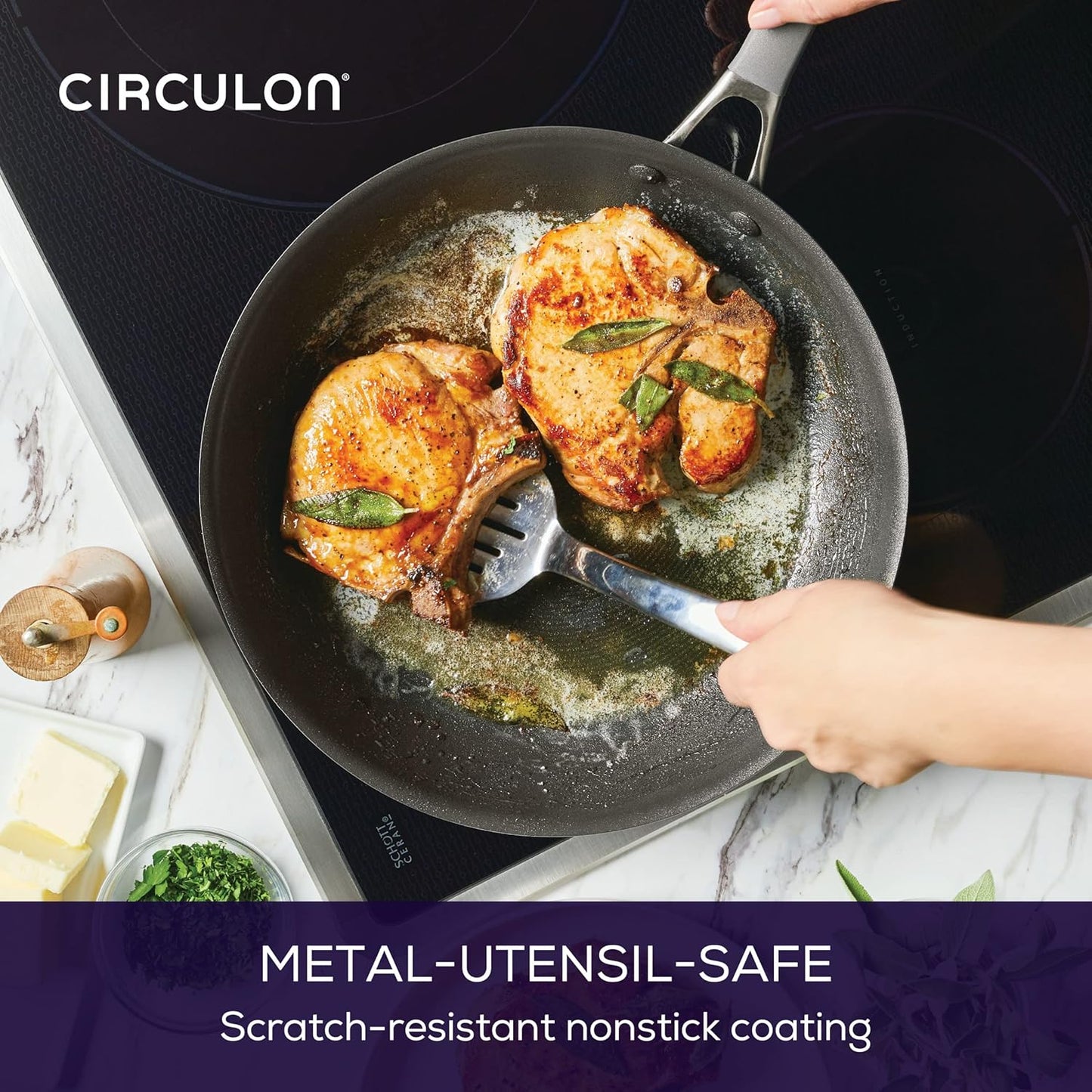 A1 Series with Scratchdefense Technology Nonstick Induction Frying Pan/Skillet, 12 Inch, Graphite