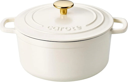 7QT Enameled Cast Iron Dutch Oven Pot with Lid, Heavy-Duty Dutch Ovens for Sourdough Bread Baking, Braising, Stews, Roasting, Healthy & Non-Toxic, Dual Handles, All Stovetop Compatible, Oven Safe up to 500° F, Cream White