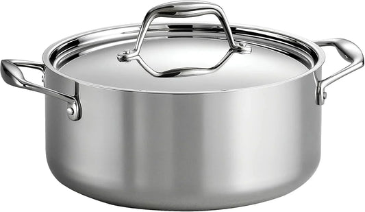 Signature Tri-Ply Clad Stainless Steel 5-Quart Dutch Oven Pot with Lid, Induction-Ready, Dishwasher-Safe, Nsf-Certified, Made in Brazil