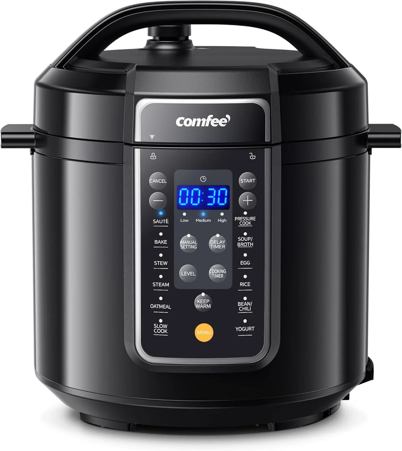 COMFEE’ 12-In-1 Electric Pressure Cooker, Instant Multi, Non-Stick Pot, Yogurt Maker, Rice Cooker, Slow, Sauté Steamer, Pressure Cooker 6 Quart Black