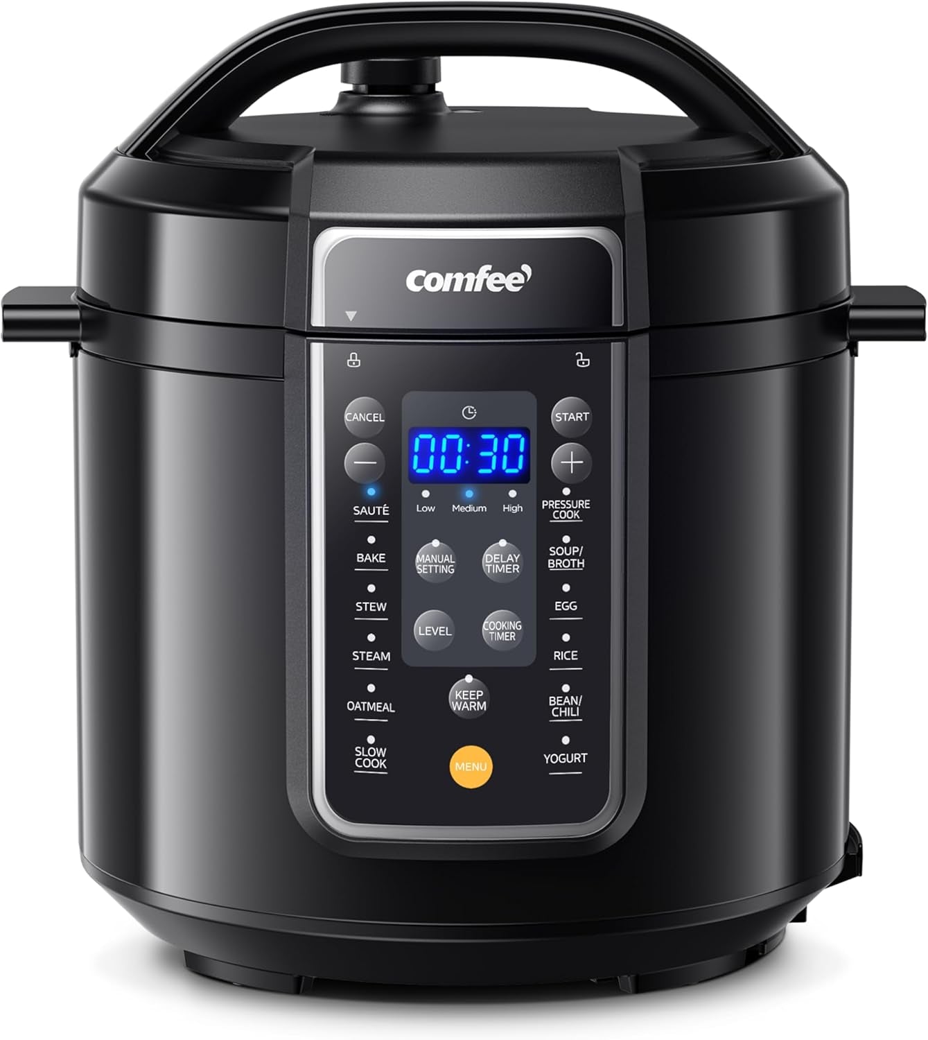 COMFEE’ 12-In-1 Electric Pressure Cooker, Instant Multi, Non-Stick Pot, Yogurt Maker, Rice Cooker, Slow, Sauté Steamer, Pressure Cooker 6 Quart Black