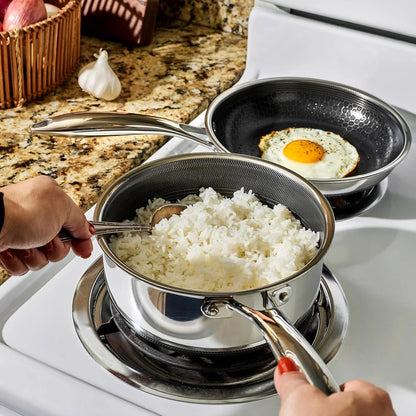 Hybrid Nonstick 2-Quart Saucepan with Tempered Glass Lid, Stay-Cool Handle, Dishwasher-Friendly, Oven-Safe up to 900°F, Induction Ready, Compatible with All Cooktops