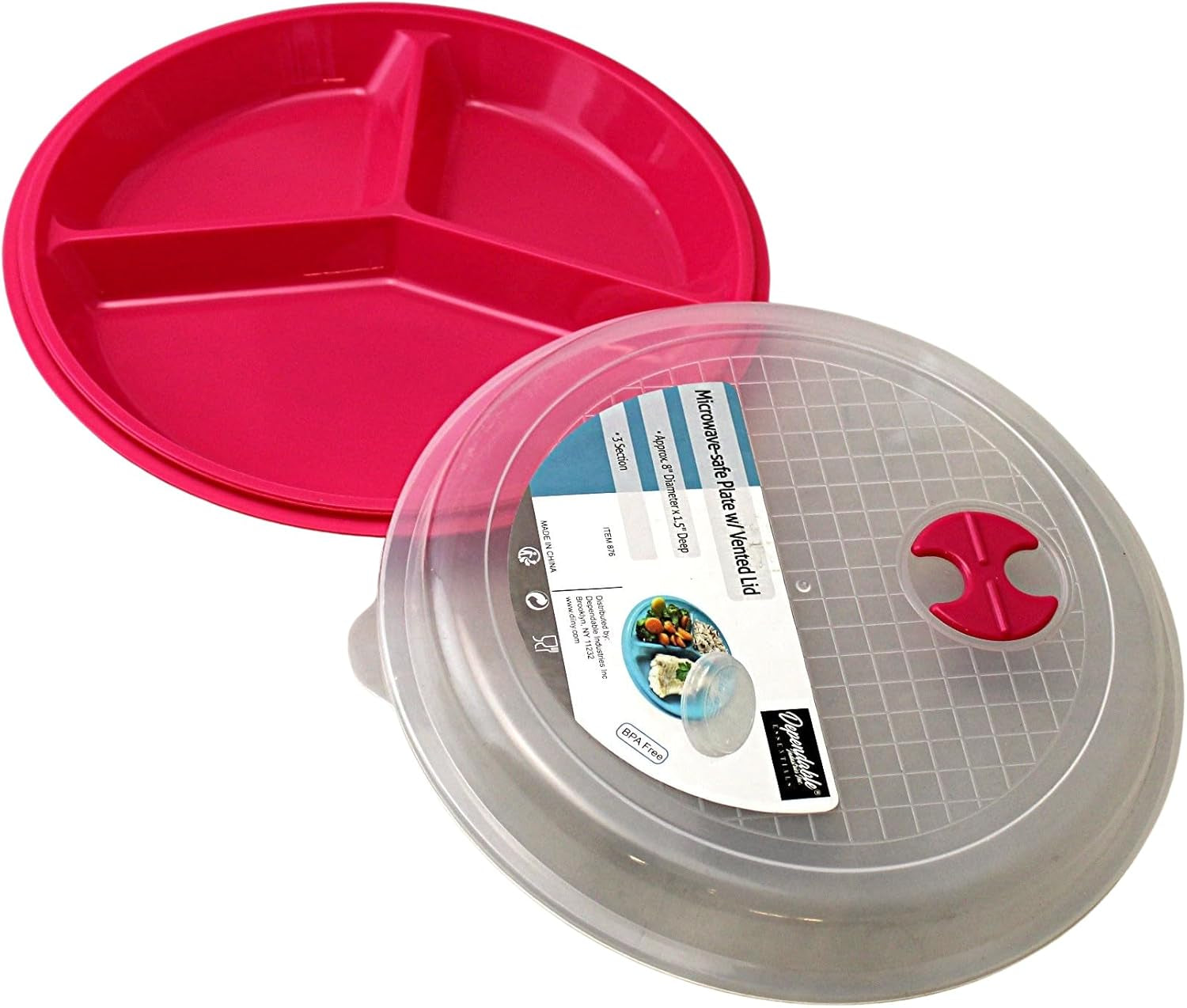 3-Pack Divided Microwave Plates with Vented Lids – Mixed Colors – Bpa-Free Reusable Plates for Portion Control, Meal Prep & Leftovers – Stackable, Freezer & Dishwasher Safe