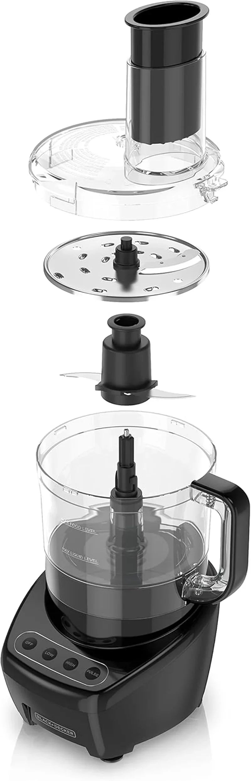 3-In-1 Easy Assembly 8-Cup Food Processor, Stainless Steel S-Blade, Easy-Clean, Touchpad Controls Black