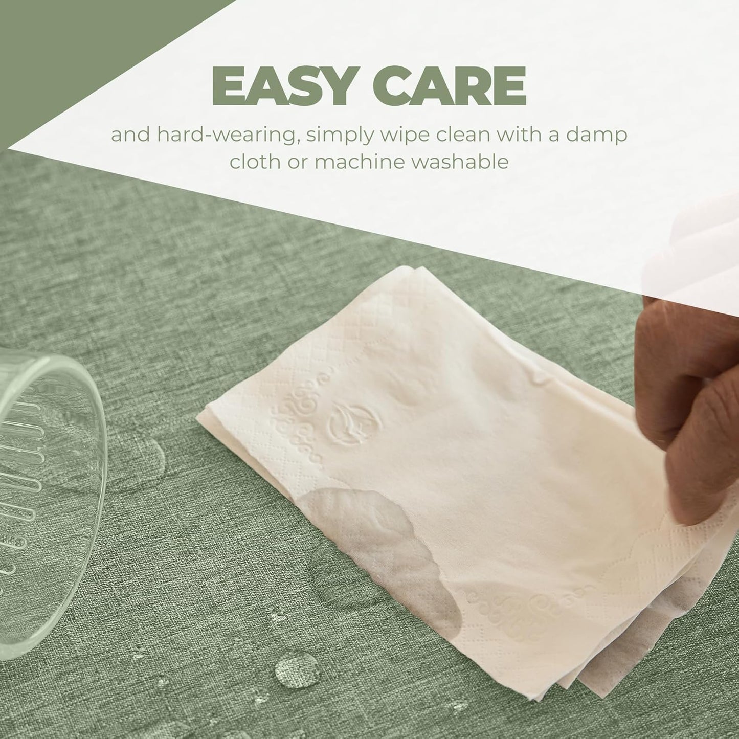 Faux Linen round Tablecloths 60 Inch, Waterproof Decorative Washable Texture Rustic Circle Table Cloth Cover for Dining Kitchen Party Farmhouse Outdoor(Round (2-4 Seats),Sage Green)