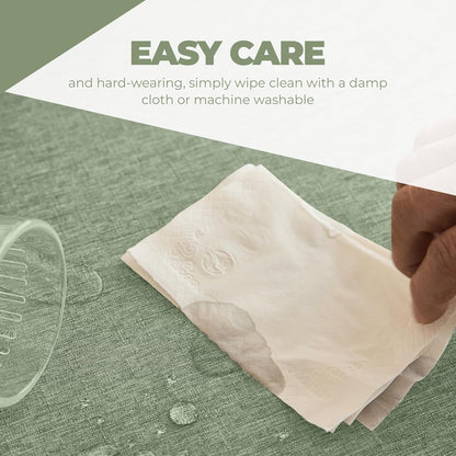 Faux Linen round Tablecloths 60 Inch, Waterproof Decorative Washable Texture Rustic Circle Table Cloth Cover for Dining Kitchen Party Farmhouse Outdoor(Round (2-4 Seats),Sage Green)
