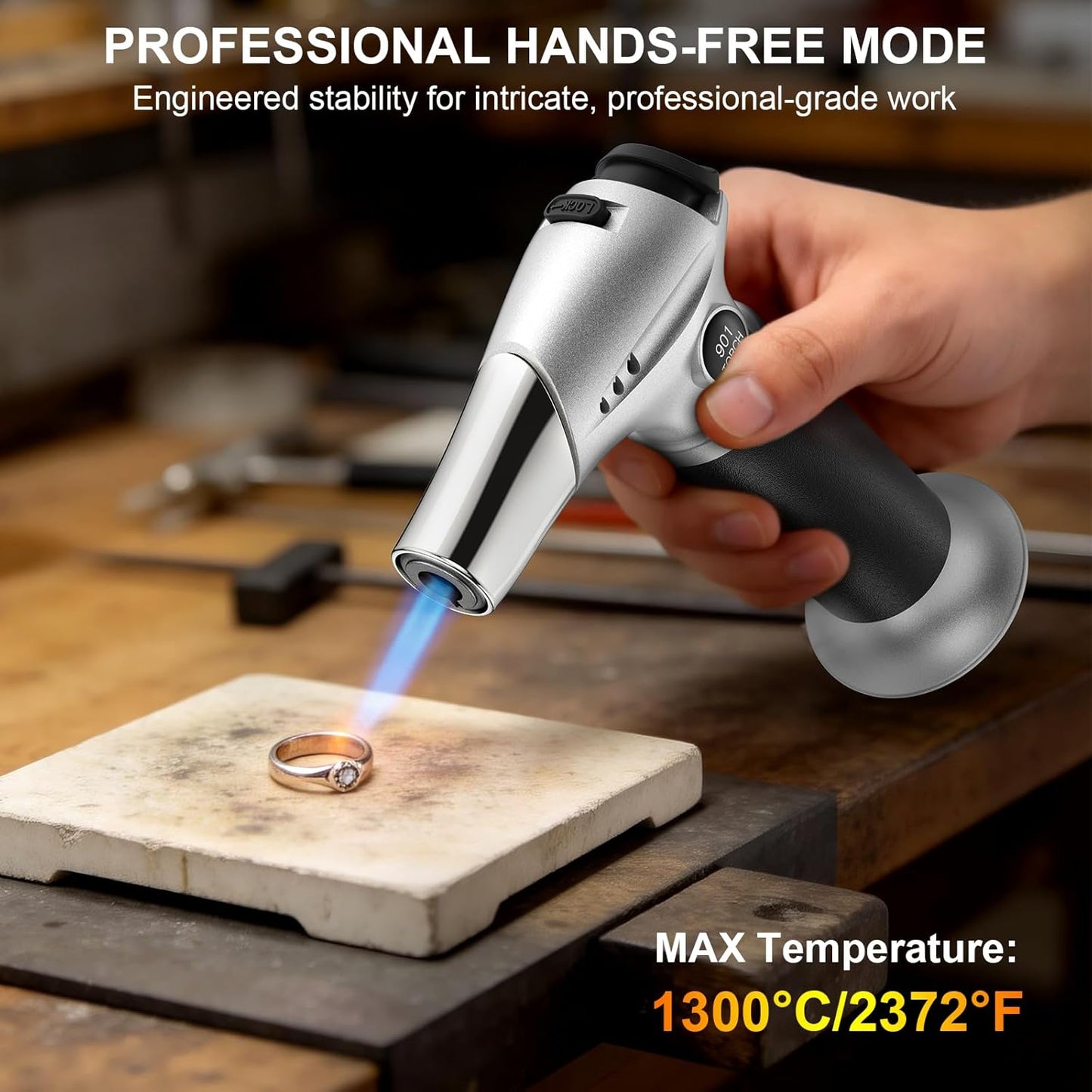 Butane Torch, Kitchen Torch Cooking Torch with Safety Lock & Adjustable Flame for Cooking, BBQ, Baking, Brulee, Creme, DIY Soldering(Butane Not Included)