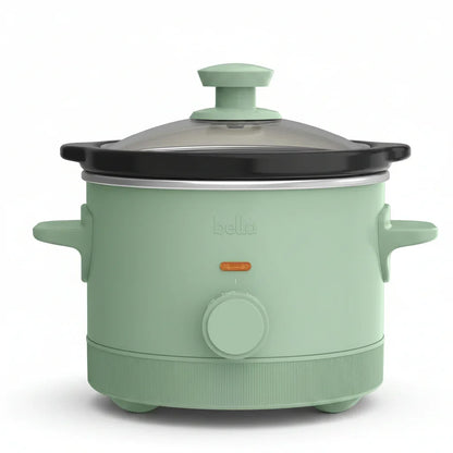 1.5 Qt Slow Cooker with 3 Heat Manual Control, Ceramic Nonstick Coating, Dishwasher Safe Stoneware Pot and Tempered Glass Lid, Tangle Free Cord Wrap & Cool Touch Handles, Seaglass