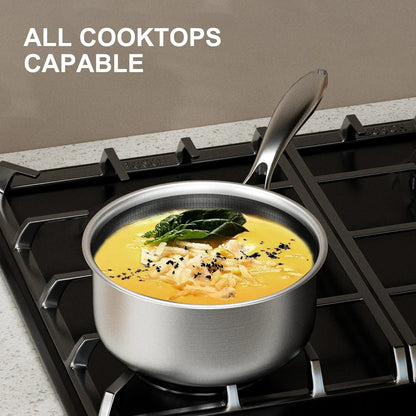 3 Quart Stainless Steel Saucepan, Nonstick Sauce Pan, Ceramic Suce Pot with Tempered Glass Lid, Induction Pot Compatible with All Cooktops, Dishwasher & Oven Safe(Pfas/Pfoa/Ptfe Free)