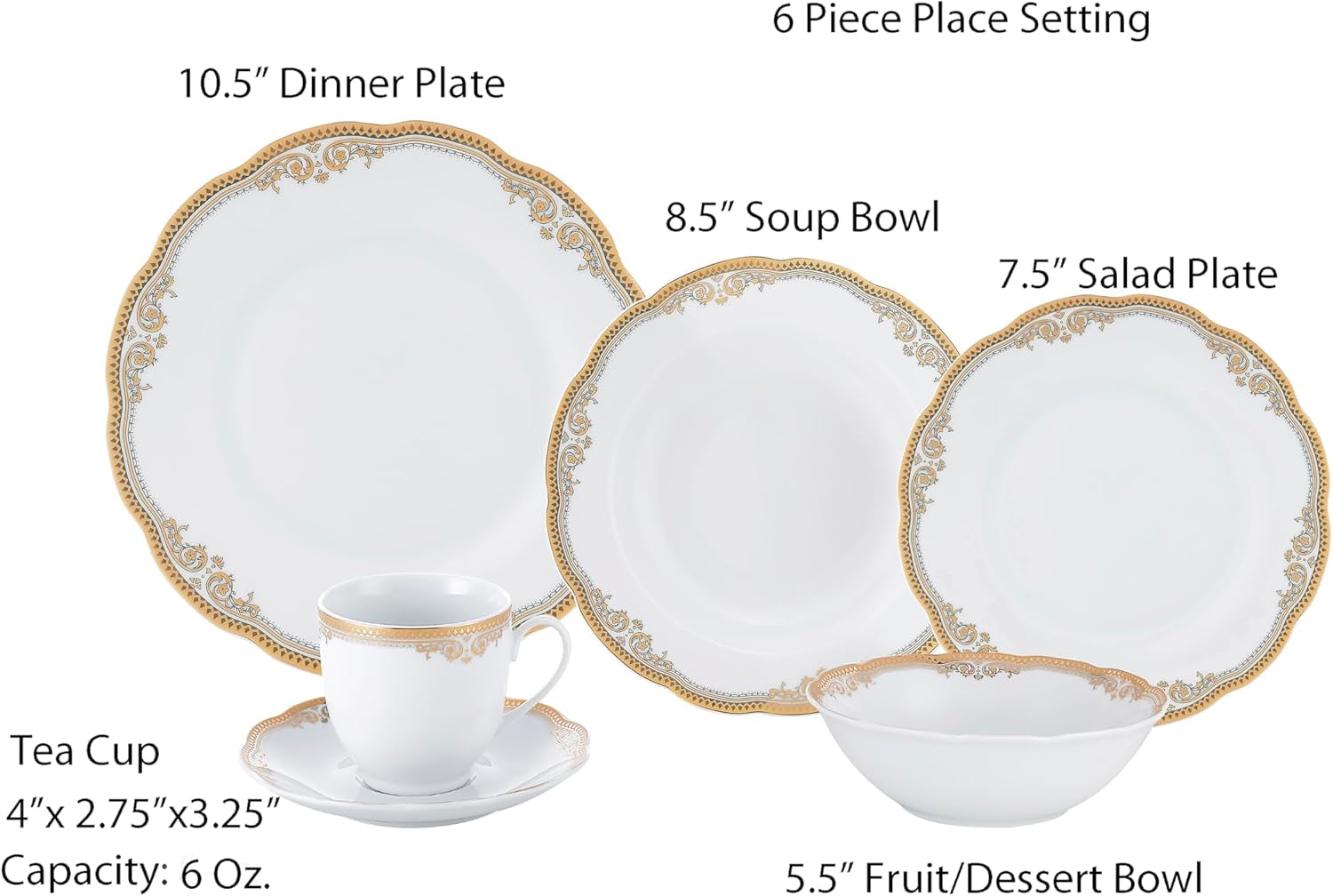 Catherine 24 Piece Porcelain Dinnerware Set, Gold