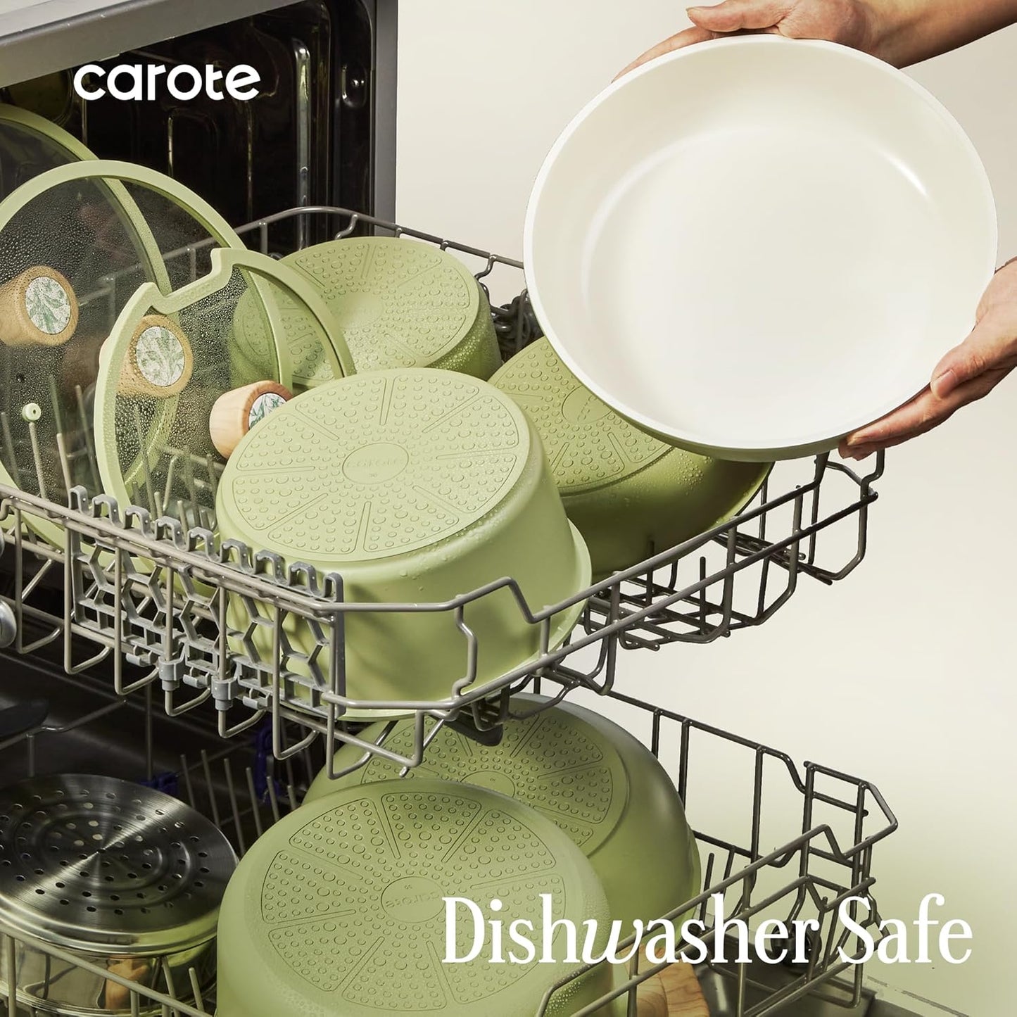 25-Piece Ceramic Cookware Set, Nonstick Pots and Pans Set with Detachable Handle, Non-Toxic Kitchen Cooking Set, Dishwasher & Oven Safe, Induction Compatible, PFAS Free, Green