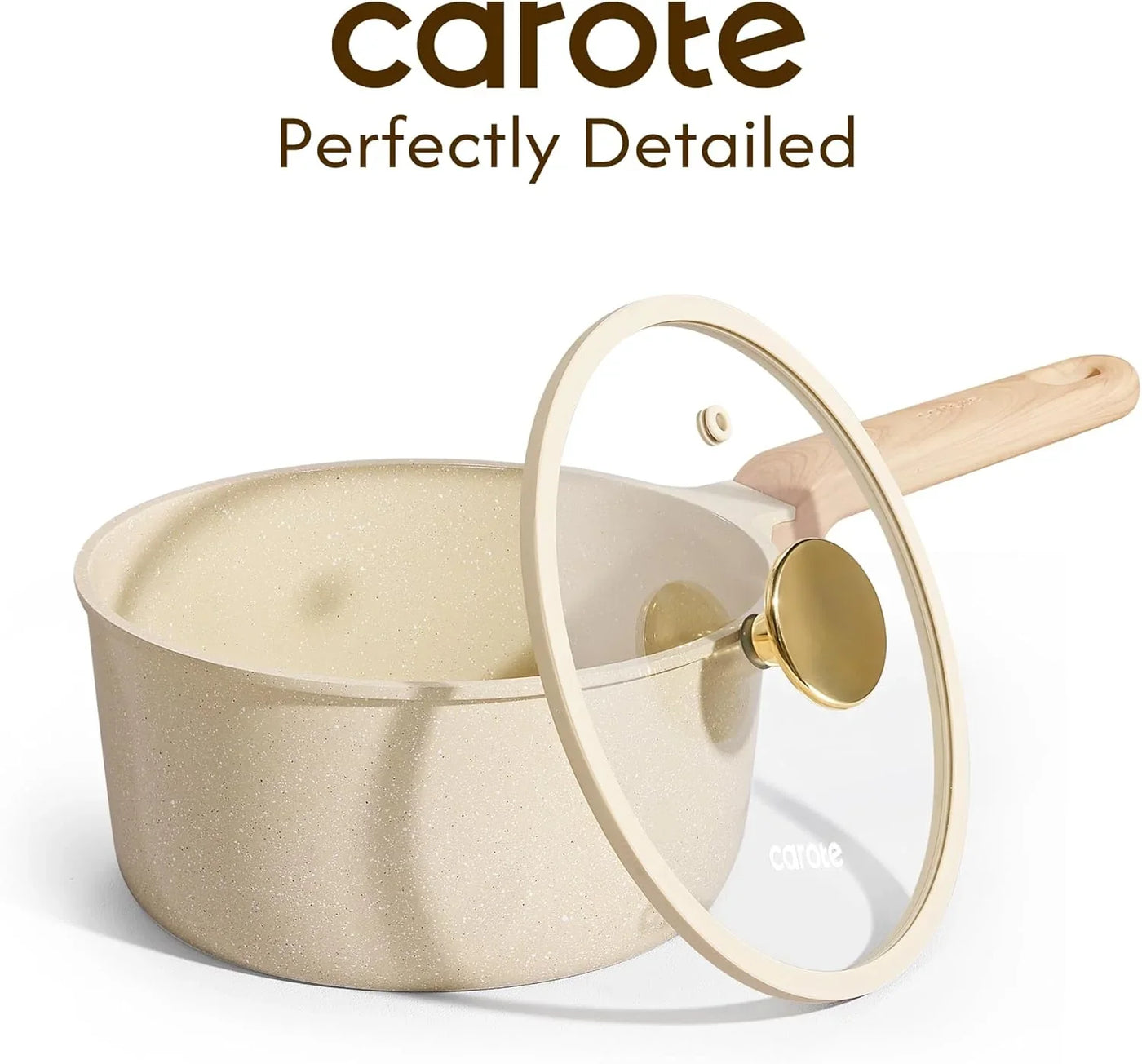 1.6Qt & 3.0Qt Sauce Pan Sets with Lid Ceramic Nonstick Pot Set Non Toxic Saucepan with Stay-Cool Handle Small Kitchen Cooking Pots, Easy to Clean, Induction Comptable, PFOA FREE