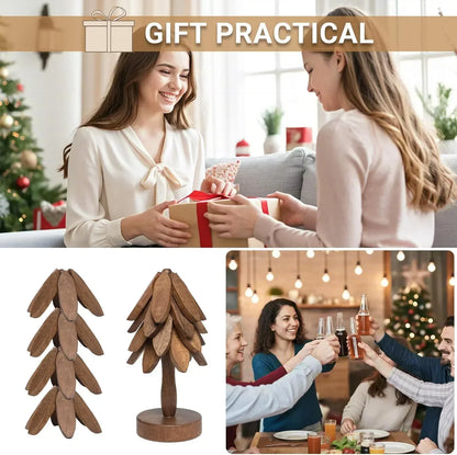 Wooden Christmas tree decor, practical holiday gift for kitchen or dining table, festive home decoration
