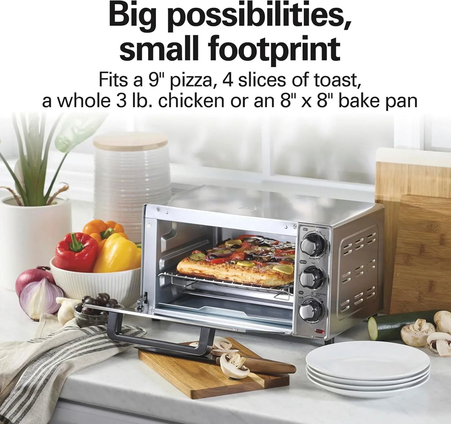 Countertop Toaster Oven & Pizza Maker Large 4-Slice Capacity, Stainless Steel (31401)