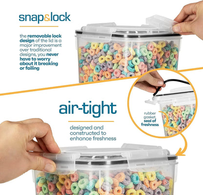 Flour Sugar Storage Containers (5.3L/4Pk) Great Rice Canisters Sets for the Kitchen Pantry, Large Food Storage Containers with Lids Airtight