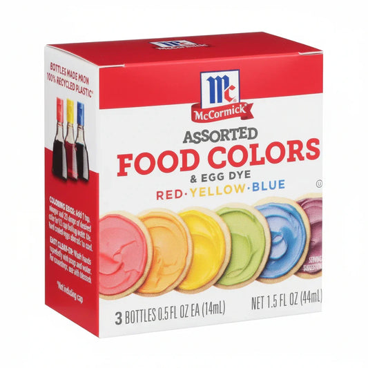 McCormick Assorted Food Colors & Egg Dye in Red, Yellow, Blue for baking and cooking