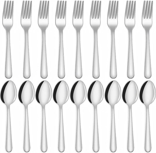 24-Piece Spoons and Forks Set Silverware Set - Forks and Spoons Food Grade Stainless Steel Silverware for Home, Kitchen and Restaurant, 12-Fork and 12-Spoon, Mirror Polished&Dishwasher Safe