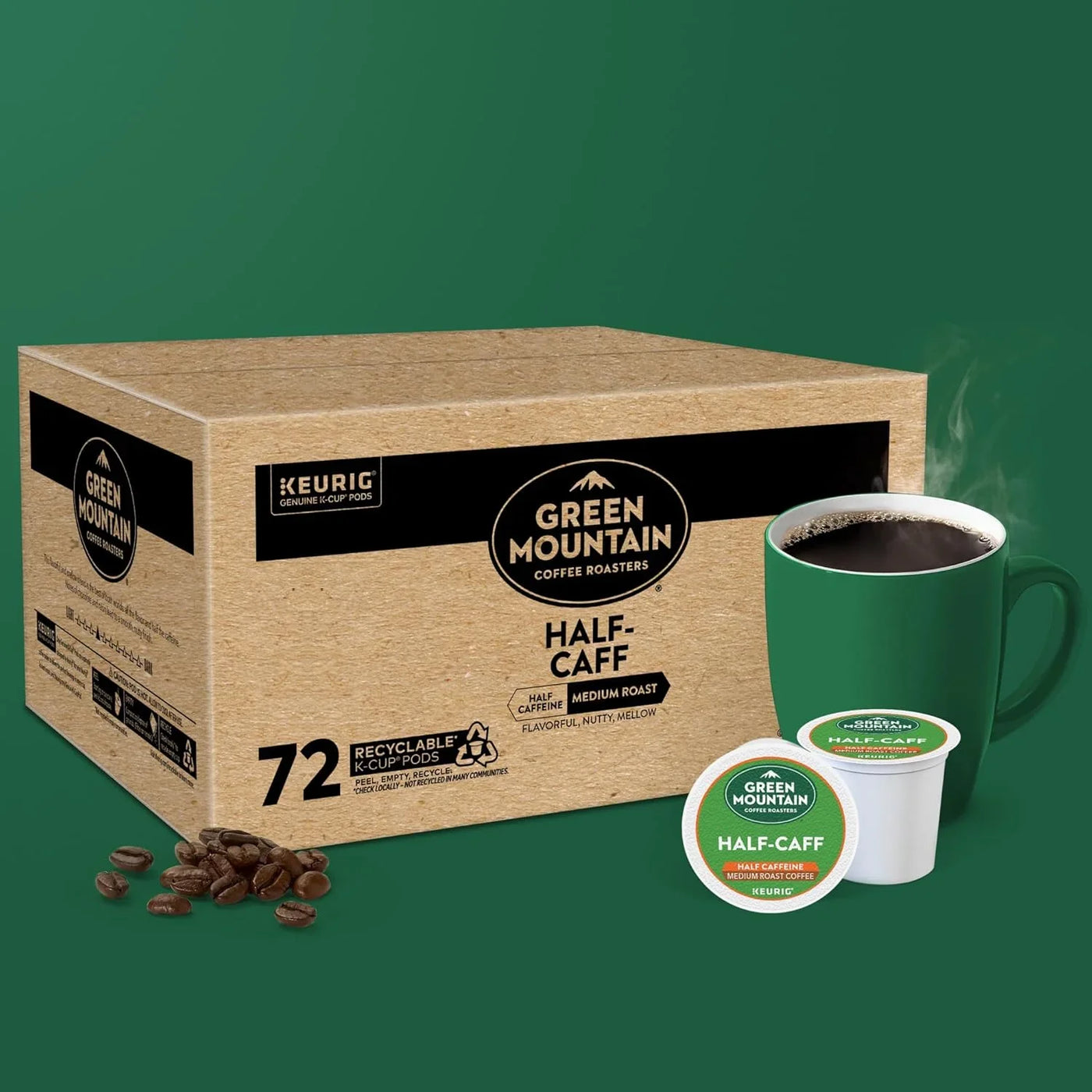 Half Caff Keurig Single-Serve K-Cup Pods, Medium Roast Coffee, 72 Count
